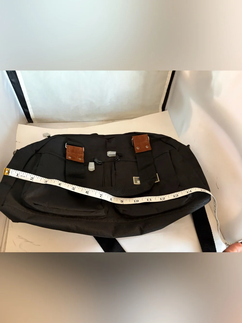 Hunter Black overnight Bag with Brown Accent Tabs